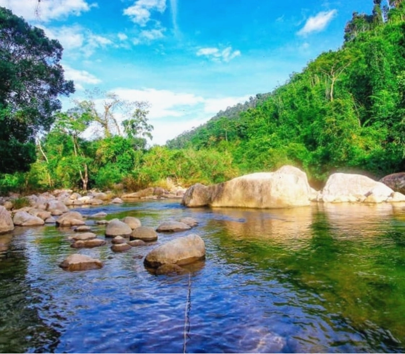 Hồ Tiên tại Suối Tiên Diên Khánh với làn nước trong xanh nhìn thấy đáy