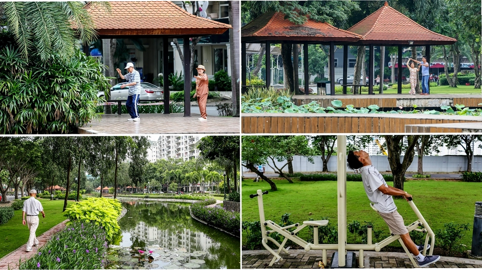 Hoạt động thể thao ngoài trời tại công viên