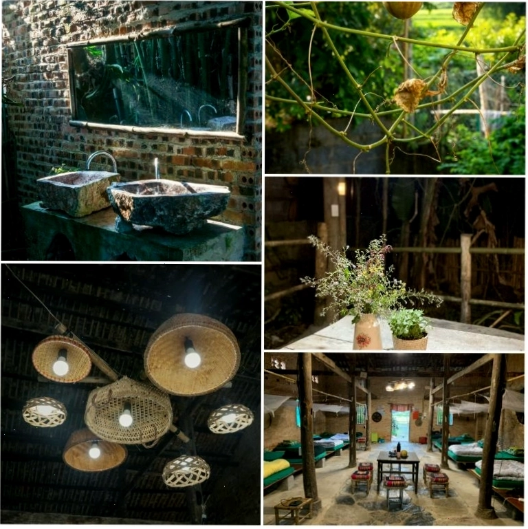 Homestay Bản Giốc Green Door trang trí bằng vật dụng tự nhiên