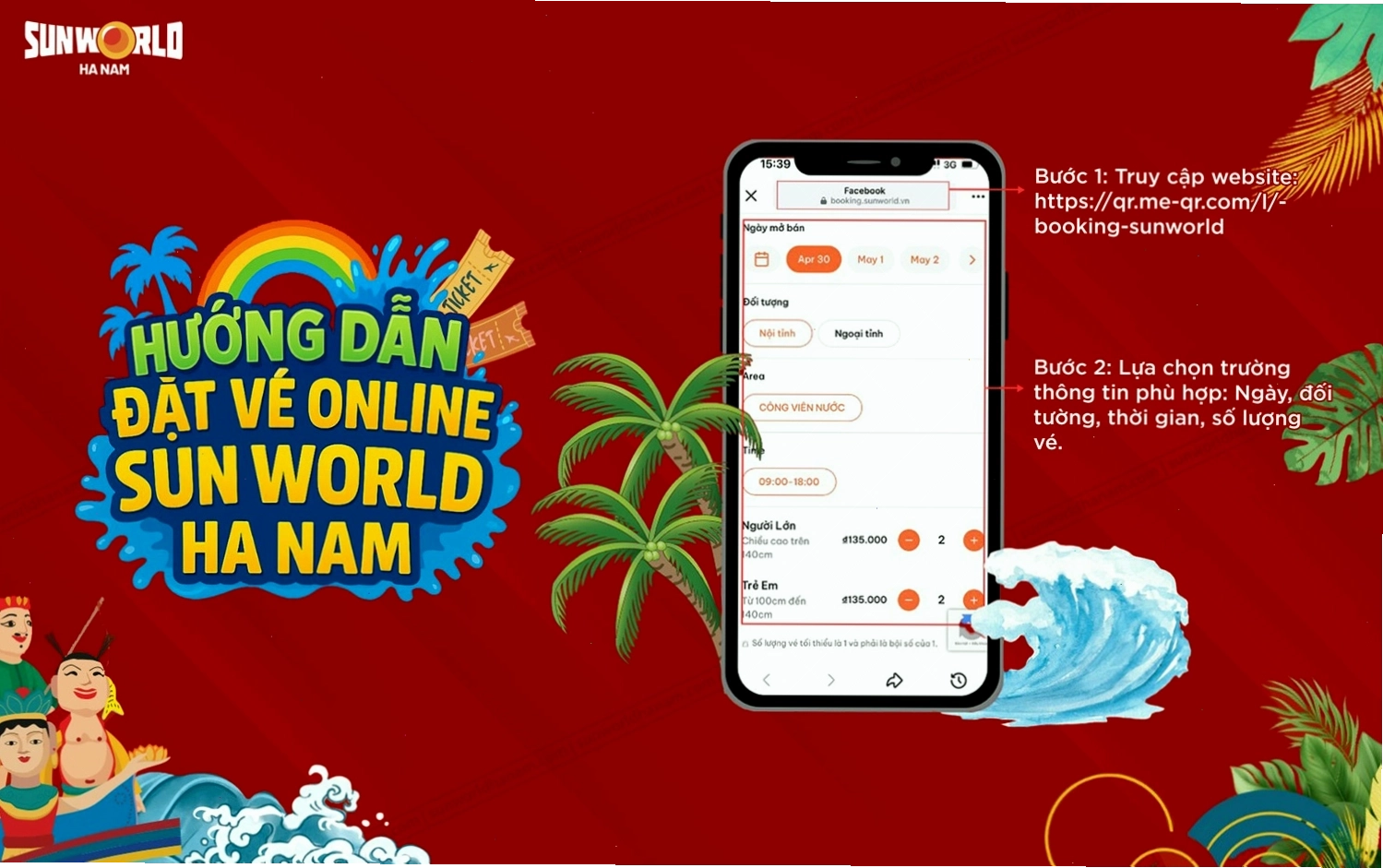 Hướng dẫn các bước đặt vé online Sun World Hà Nam