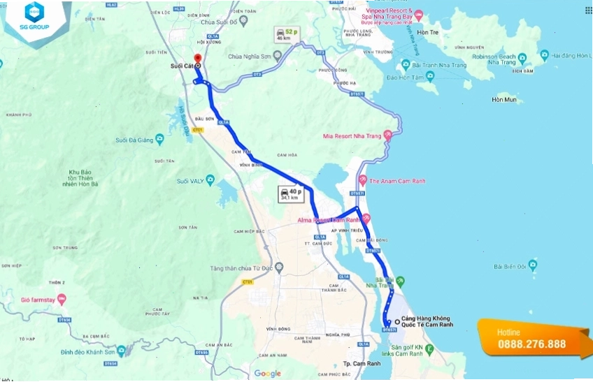Hướng dẫn đường đi từ sân bay Cam Ranh đến Waterland Suối Thạch Lâm