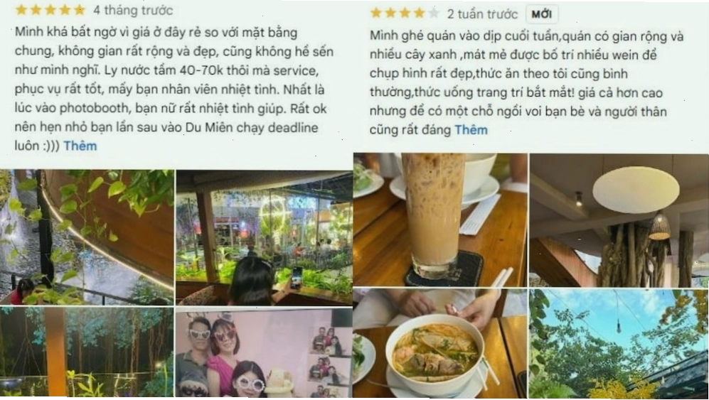 Khách hàng ấn tượng với không gian xanh mát và dịch vụ tại Du Miên