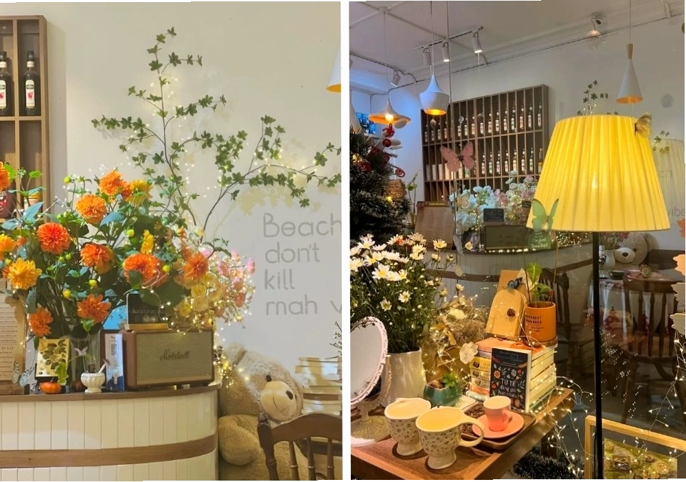 Không gian ấm cúng và tràn ngập ánh sáng tại một quán cafe Láng Hạ