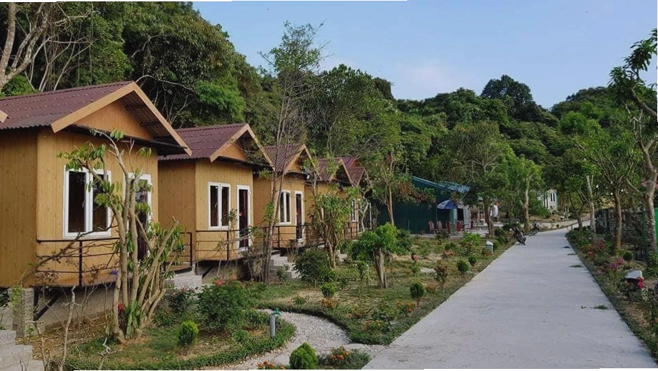 Không gian bên trong một căn phòng container tại Thủy Hoàng Homestay