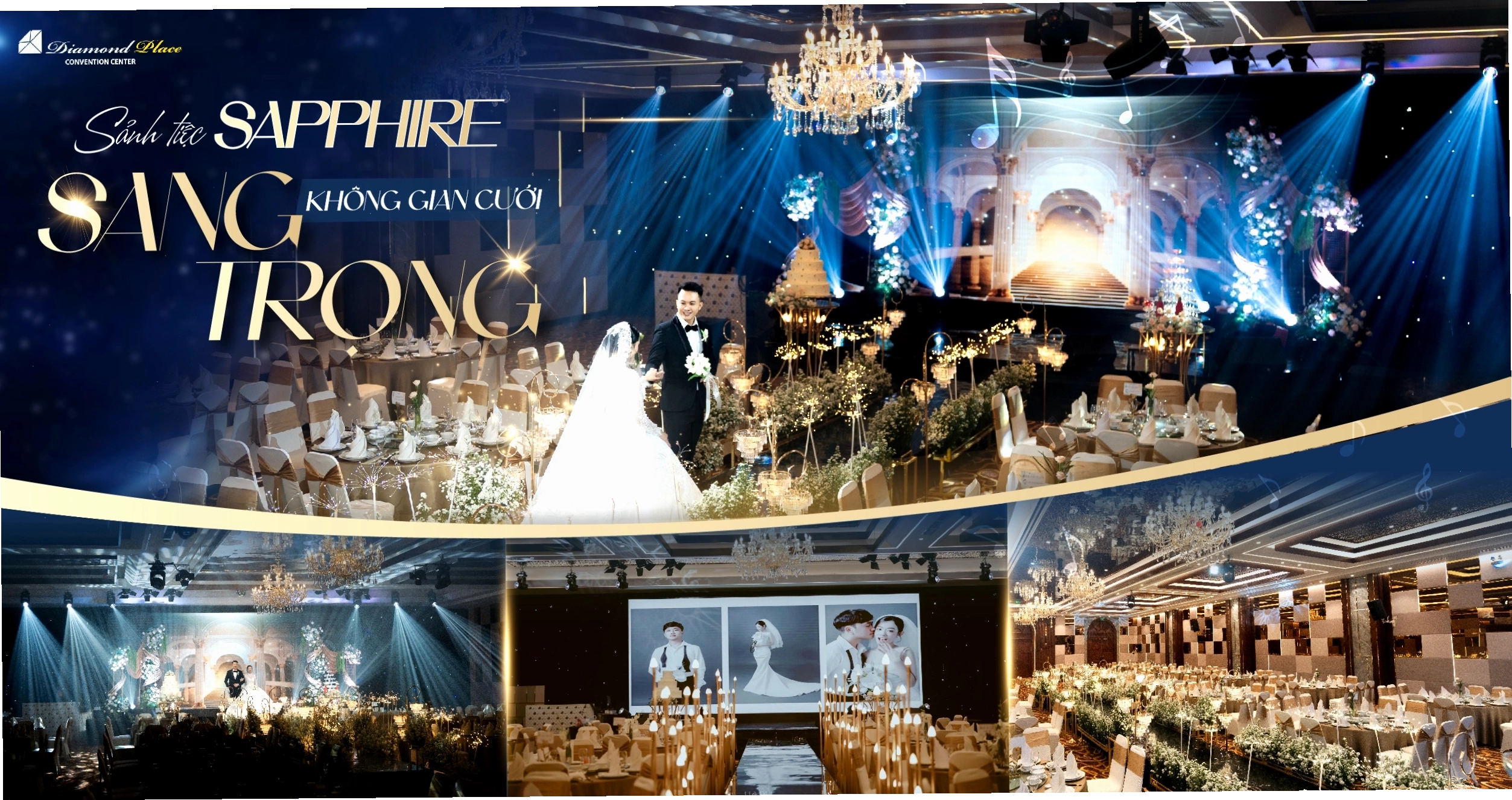 Không gian cưới Sapphire tại Diamond Place với thiết kế sang trọng