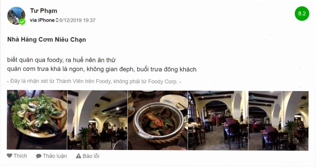Không gian nhà hàng Chạn Huế ấm cúng và thân thiện