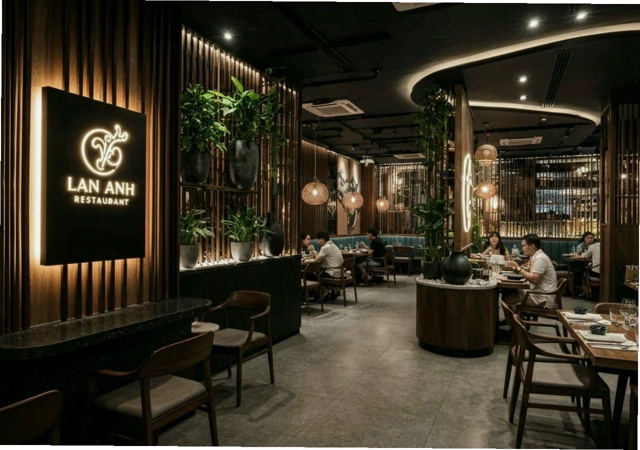 Không gian nhà hàng Lan Anh Quận 2 nhìn ra sông Sài Gòn