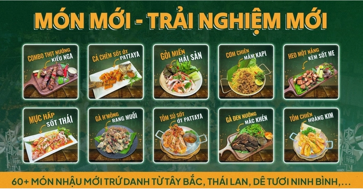 Không gian nhà hàng Tự Do với thiết kế đa dạng, phù hợp mọi nhu cầu
