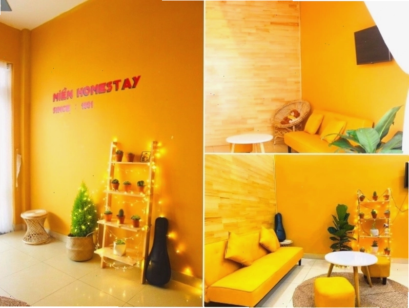 Không gian phòng khách ấm cúng tại Miền Homestay, Đà Lạt