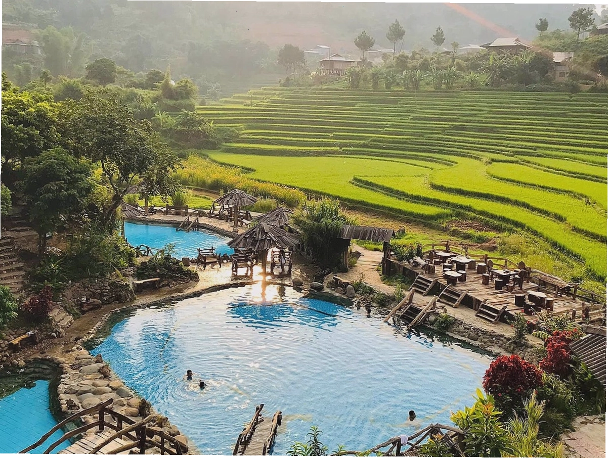 Không gian phòng nghỉ tại Suối khoáng nóng Trạm Tấu