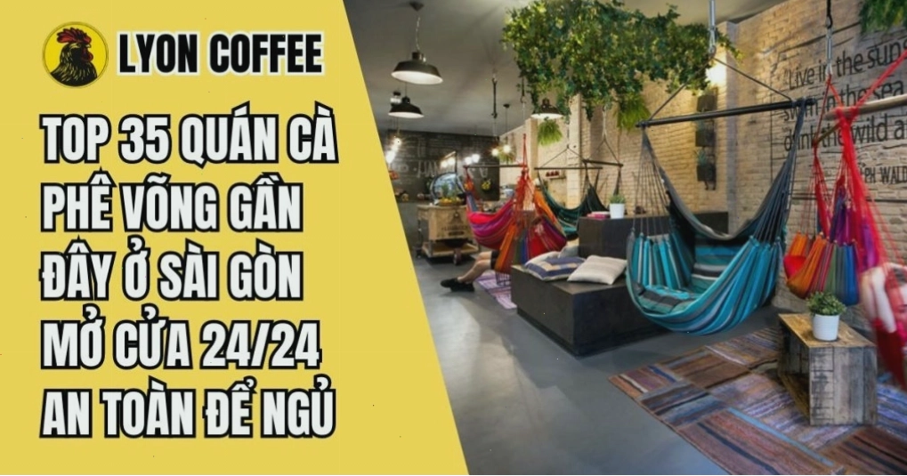Không gian quán cafe võng yên tĩnh với nhiều cây xanh