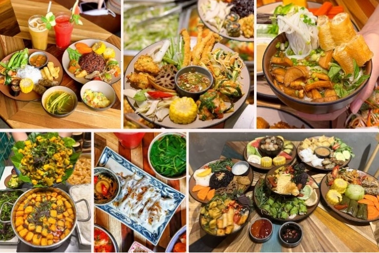 Không gian thoáng đãng của một nhà hàng chay