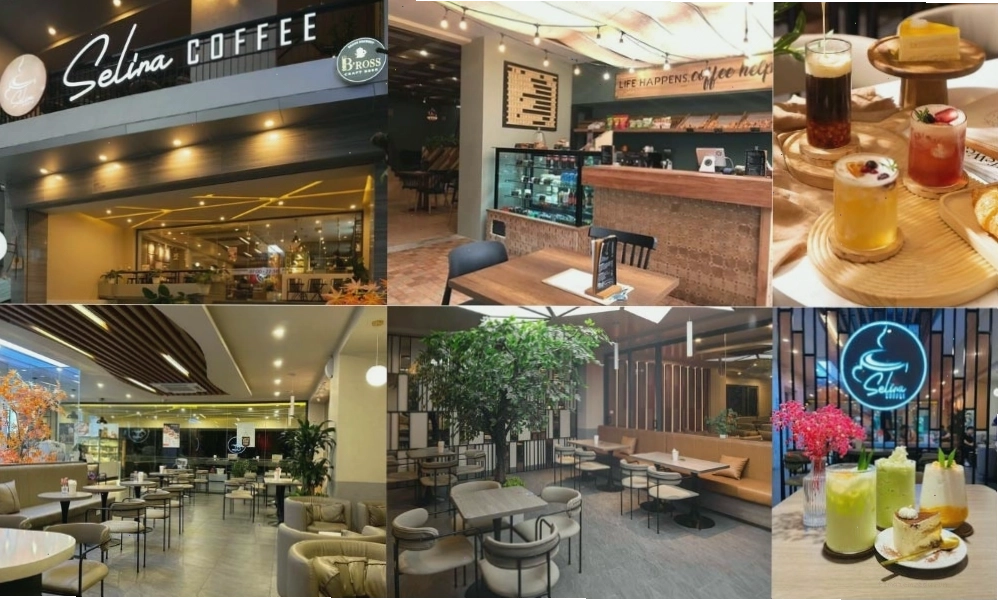 Không gian thoáng mát và đồ uống đa dạng tại Selina Coffee