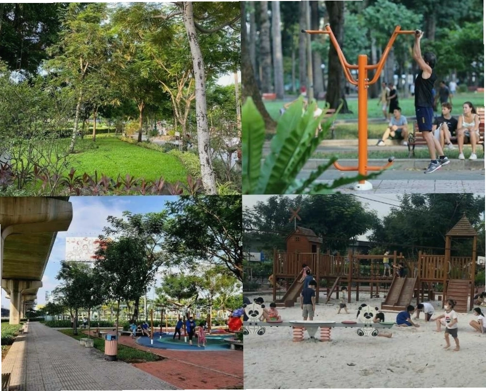 Không gian xanh mát của công viên Thảo Điền, lý tưởng cho gia đình và trẻ nhỏ.