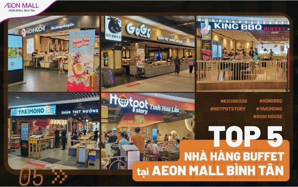 Khu ẩm thực AEON MALL Bình Tân với nhiều lựa chọn món ăn hấp dẫn