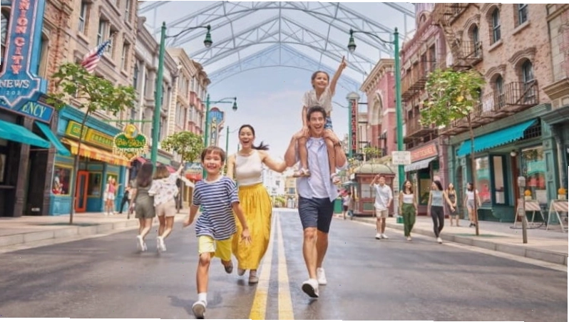 Khu New York nhộn nhịp tại Universal Studios Singapore với kiến trúc đặc trưng