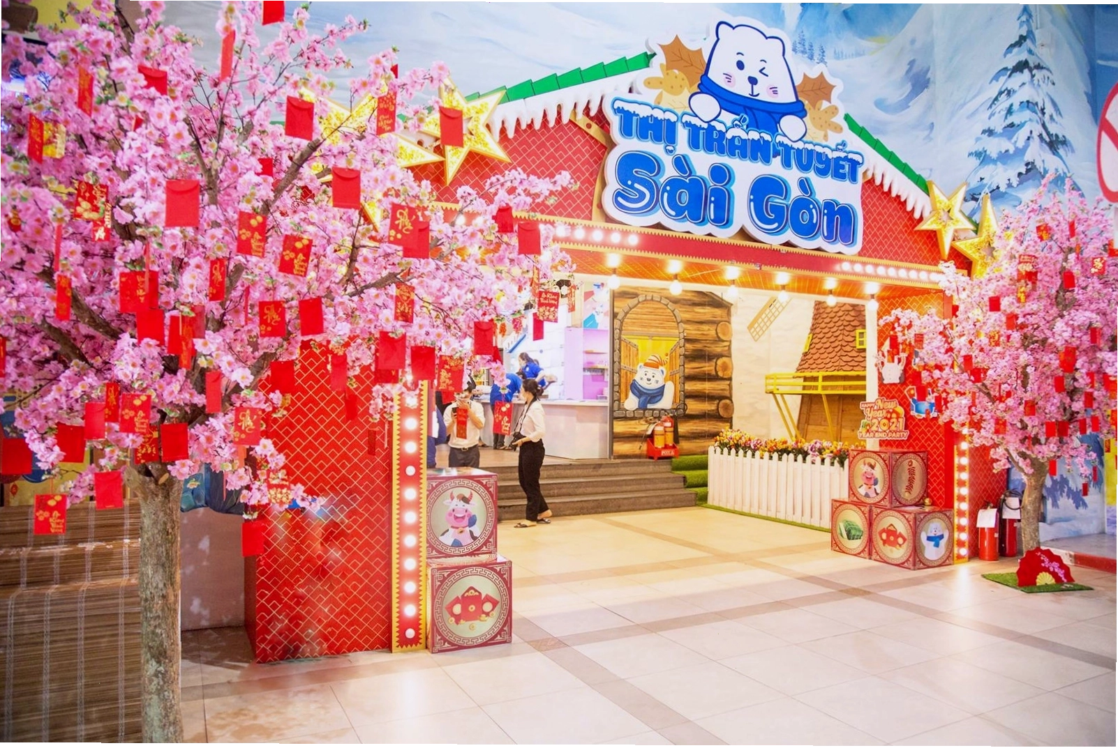 Khu vực bán vé và thông tin dịch vụ tại Snow Town Sài Gòn