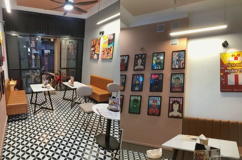 Khu vực bên ngoài quán T-Box Cafe Phim Đào Tấn với thiết kế ấn tượng