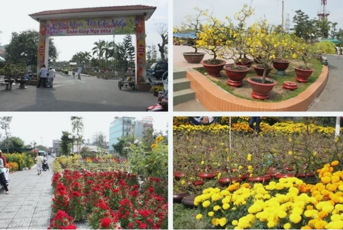 Khu vực trưng bày hoa Tết tại Công Viên Làng Hoa Gò Vấp