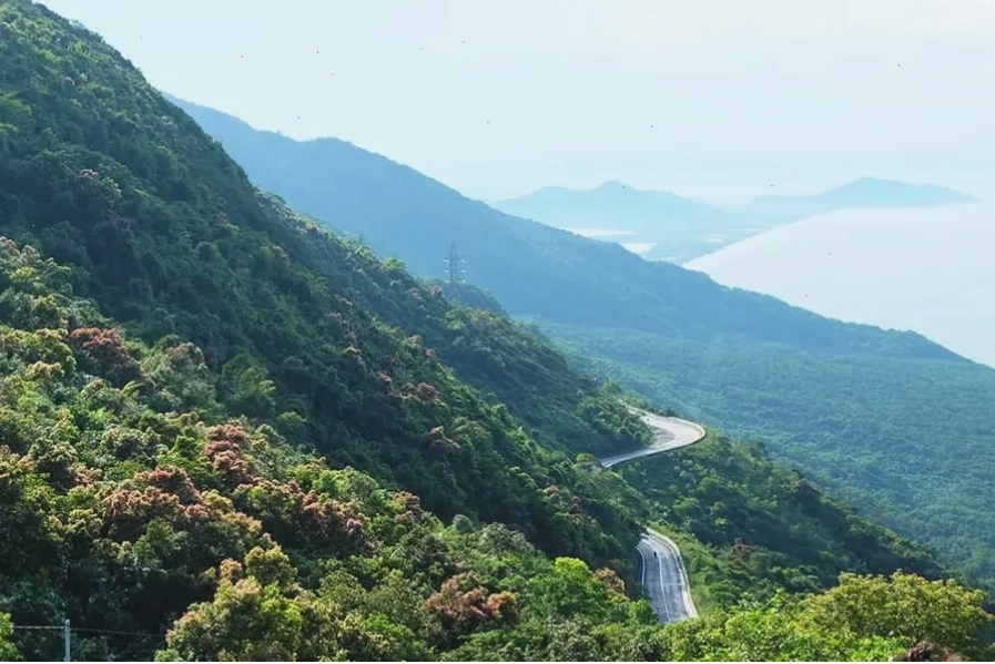 Khung cảnh hùng vĩ nhìn từ đỉnh Đèo Hải Vân