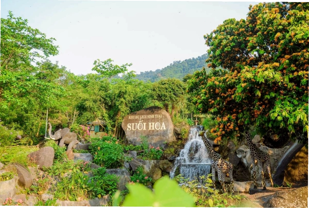 Khung cảnh núi non hùng vĩ và dòng suối trong vắt tại Suối Hoa Đà Nẵng