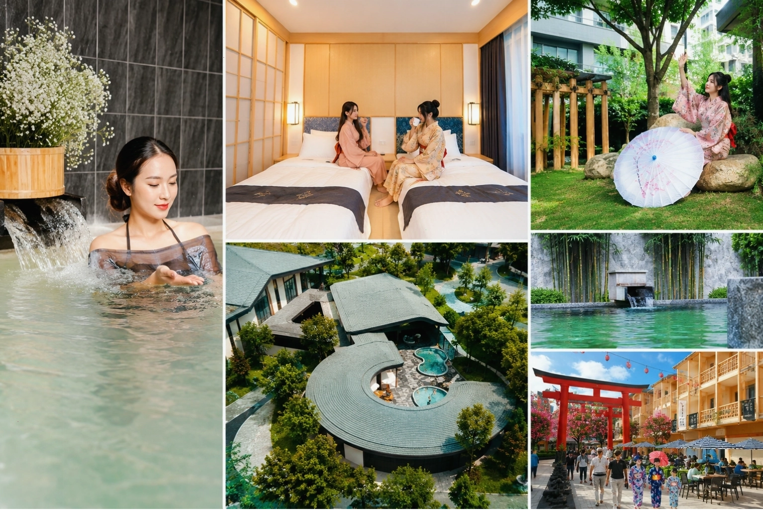 Kiến trúc hiện đại của Wyndham Thanh Thủy Resort với khu vực tắm khoáng nóng