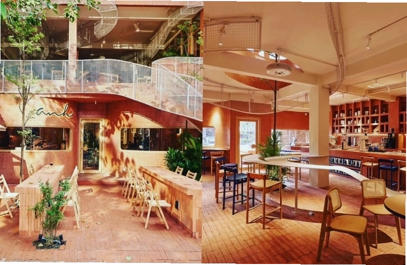 Kiến trúc mái ngói đỏ đặc trưng của Anh coffee Roastery
