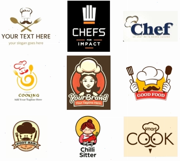 Logo nhà hàng chay cách điệu từ hình ảnh đầu bếp