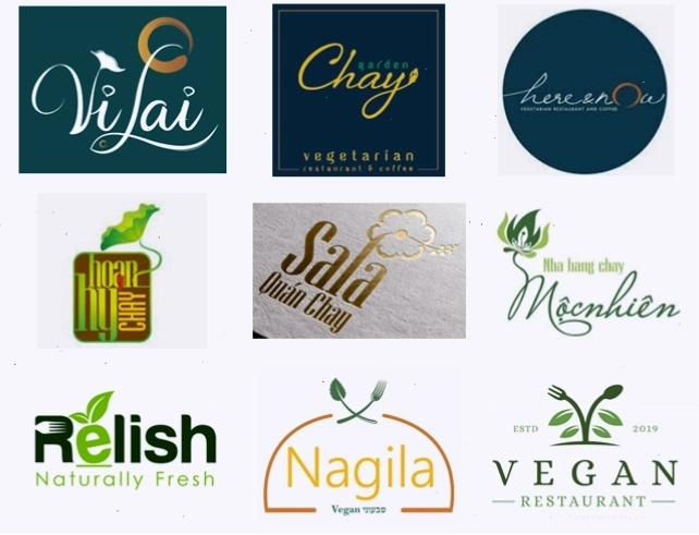 Logo nhà hàng chay dạng chữ đơn giản và hiện đại