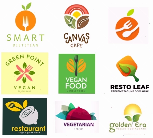 Logo nhà hàng chay với bảng màu sắc nổi bật và thu hút
