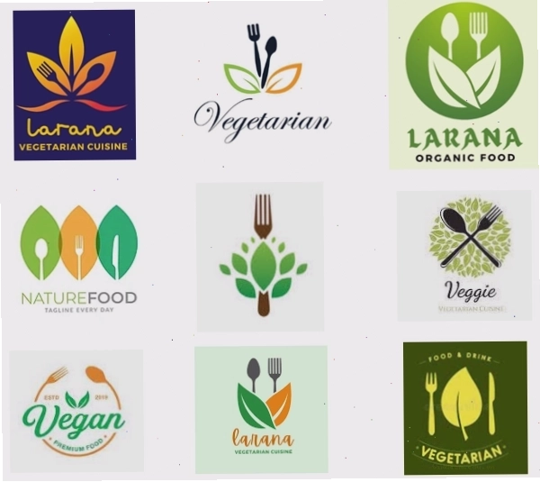 Logo nhà hàng chay với biểu tượng đũa thìa tối giản
