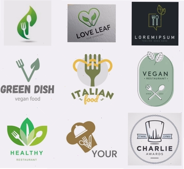 Mẫu logo nhà hàng chay với màu sắc đơn giản, tinh tế