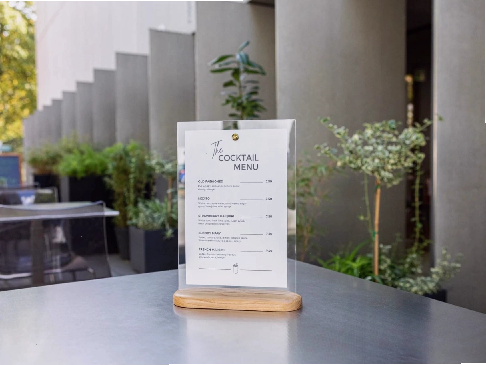 Mẫu menu để bàn cho quầy bar