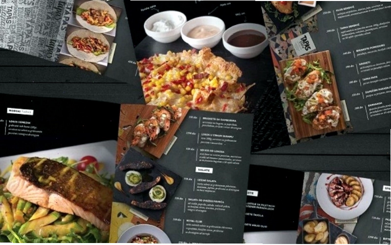 Mẫu menu nhà hàng đơn giản có hình minh họa