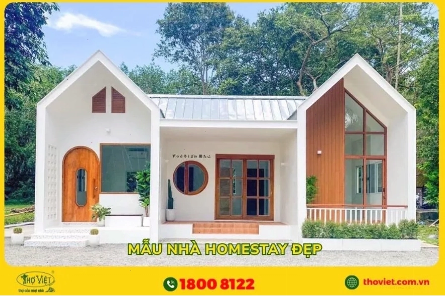 Mẫu nhà homestay đẹp, thiết kế hiện đại với 2 tầng