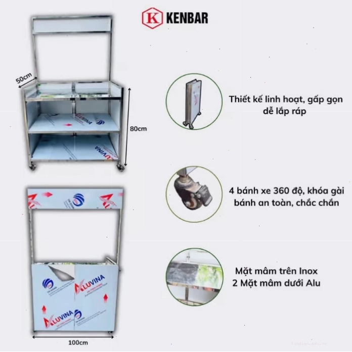 Mẫu xe trà cà phê gấp gọn lưu động