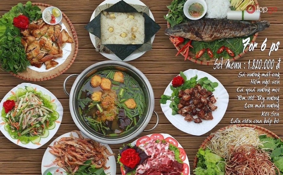 Menu đa dạng tại Nhà hàng Thung Lũng Hoa Hồ Tây