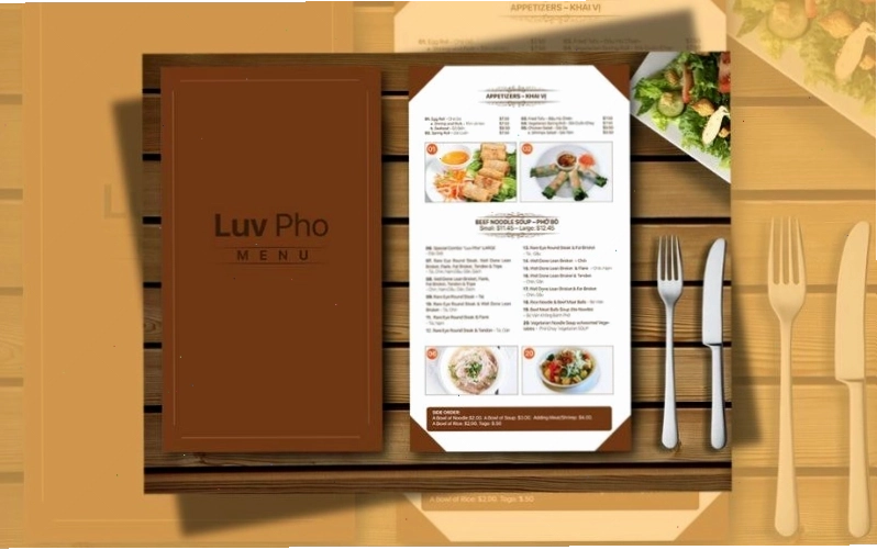 Menu đứng hiện đại cho nhà hàng phở