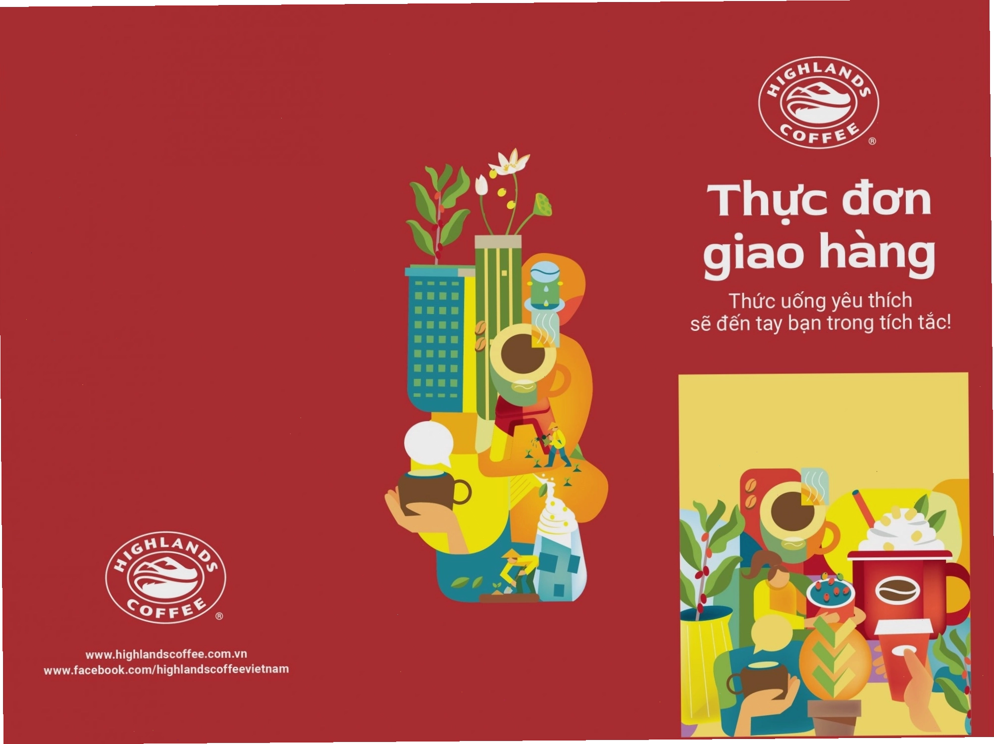 Menu giao hàng của Highlands Coffee với đa dạng các món thức uống