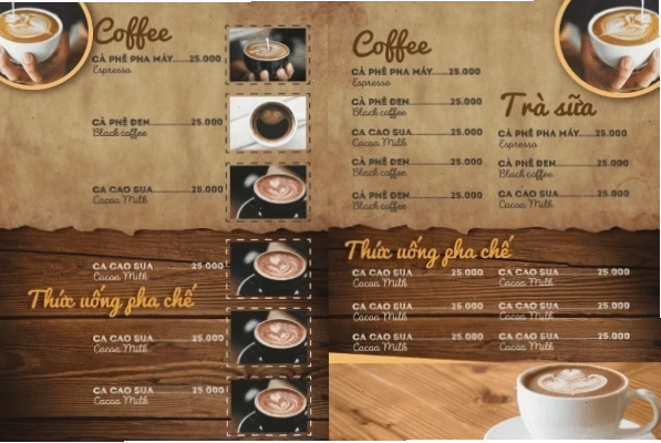 Menu quán cafe cóc
