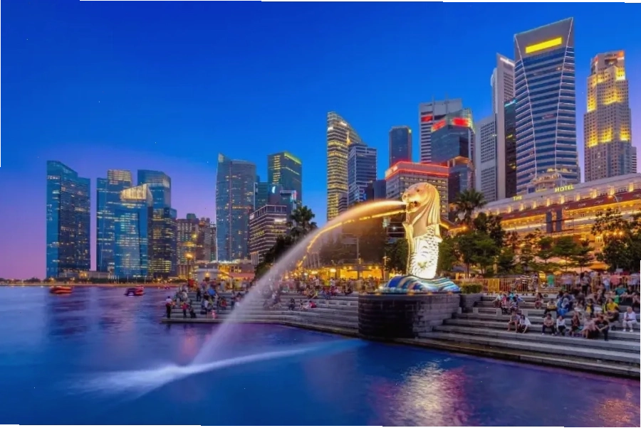 Merlion Park nằm ở quận Downtown Core, Singapore