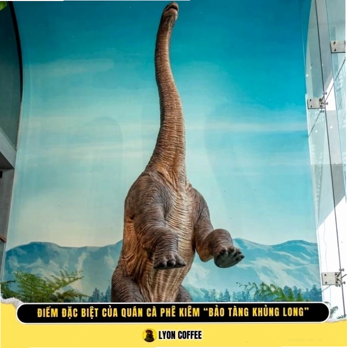 Mô hình khủng long Brachiosaurus cao 6 mét tại Saurus Coffee & Gallery