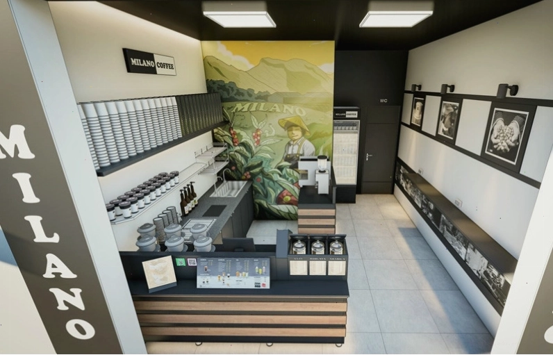 Mô hình KIOSK của Cafe Milano - Linh hoạt và tiết kiệm