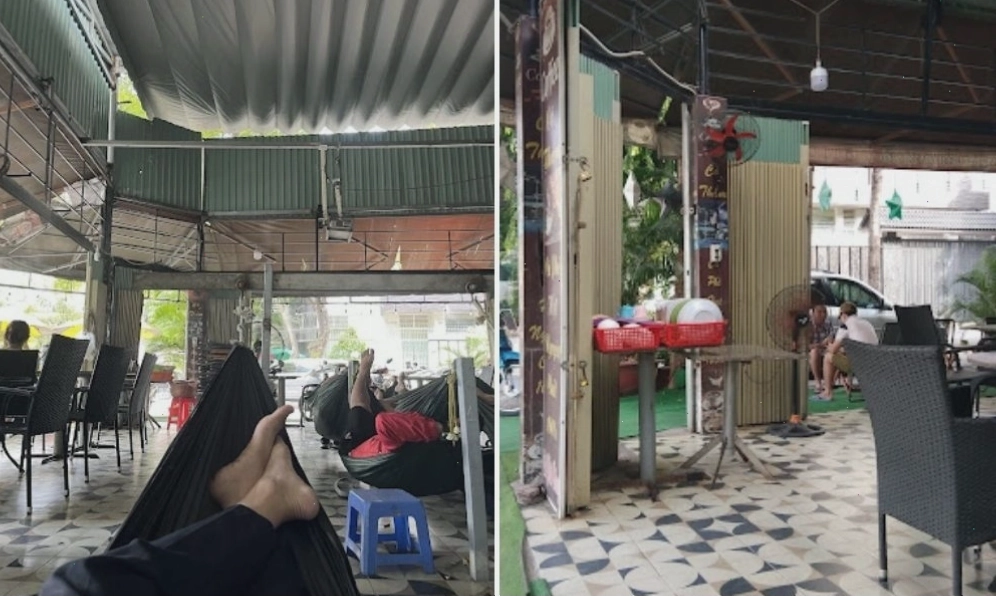 Nghỉ ngơi trên võng tại Cafe Võng Nguyên Chất