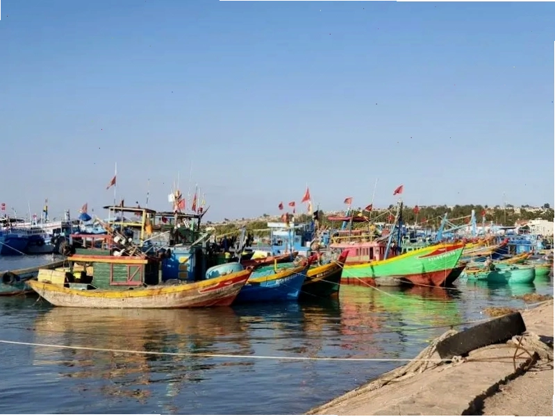 Người dân địa phương tập thể dục buổi sáng tại bãi biển Đồi Dương