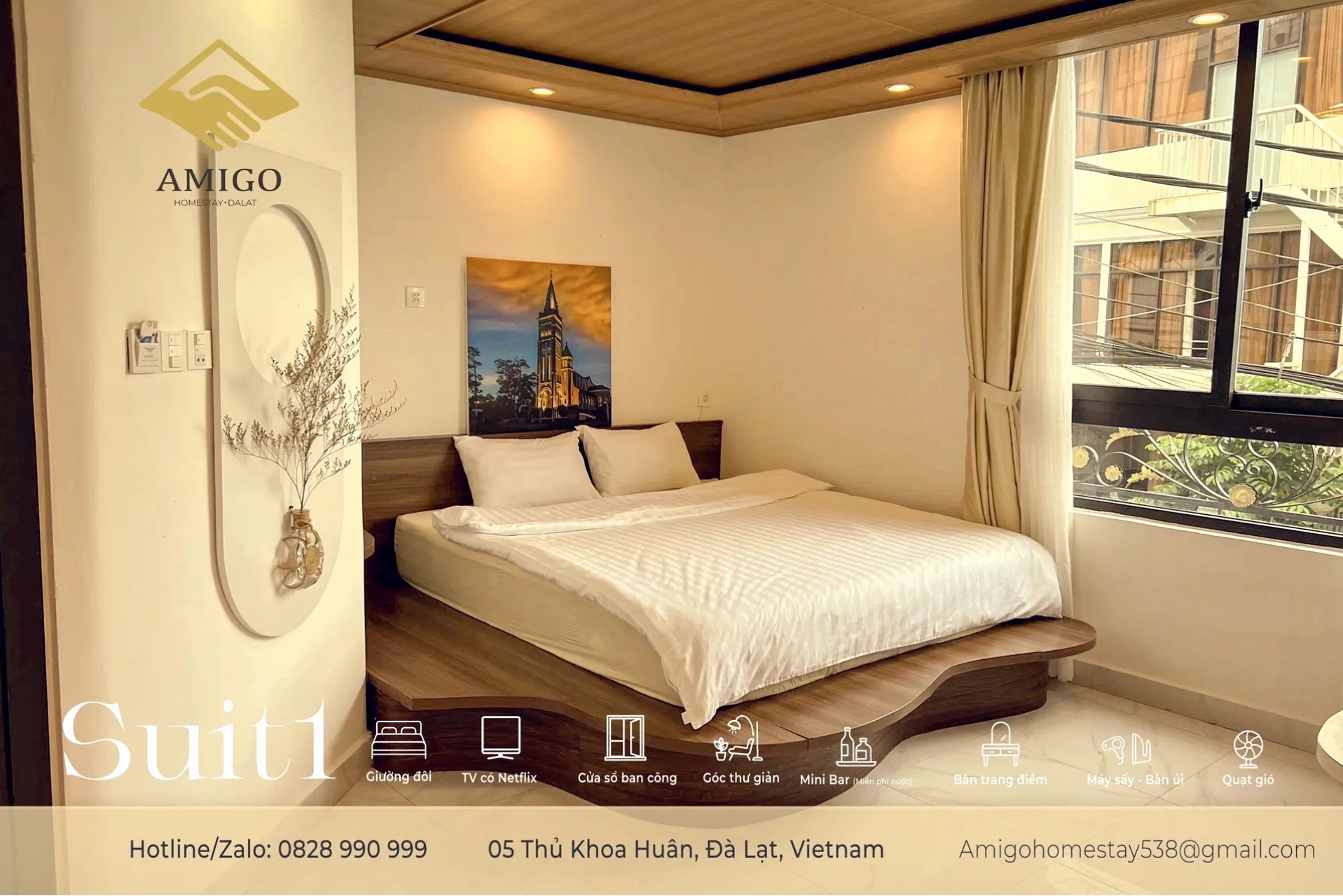 Nội thất phòng Deluxe Suite tại Amigo Homestay Đà Lạt