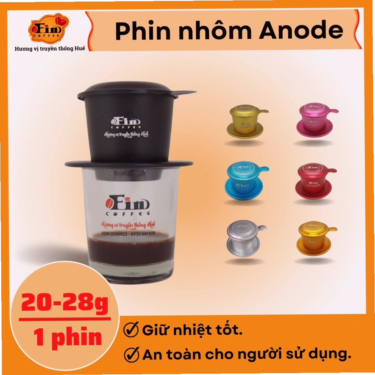Phin cafe nhôm màu cao cấp với công nghệ anode hóa