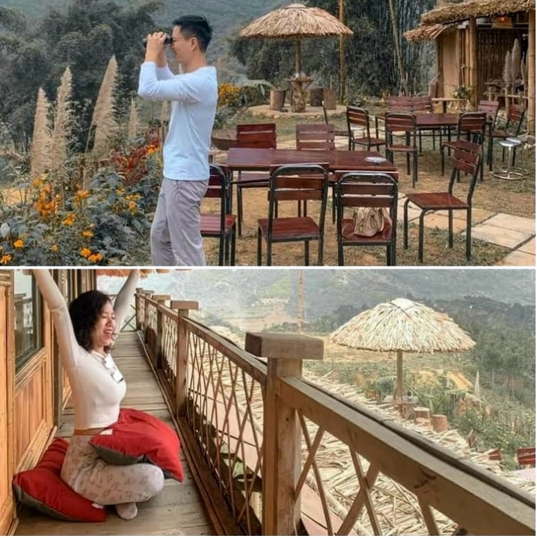 Phòng nghỉ tại Du Già Panorama với view nhìn ra thung lũng