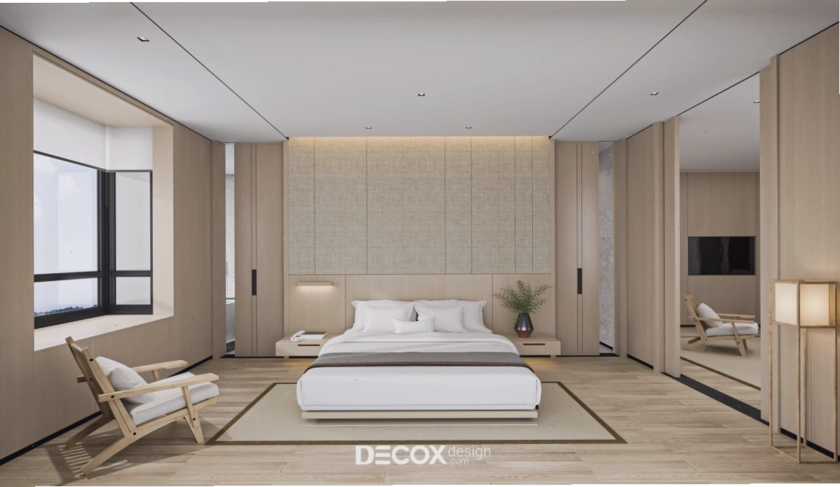 Phòng suite khách sạn 5 sao với chất liệu gỗ chủ đạo