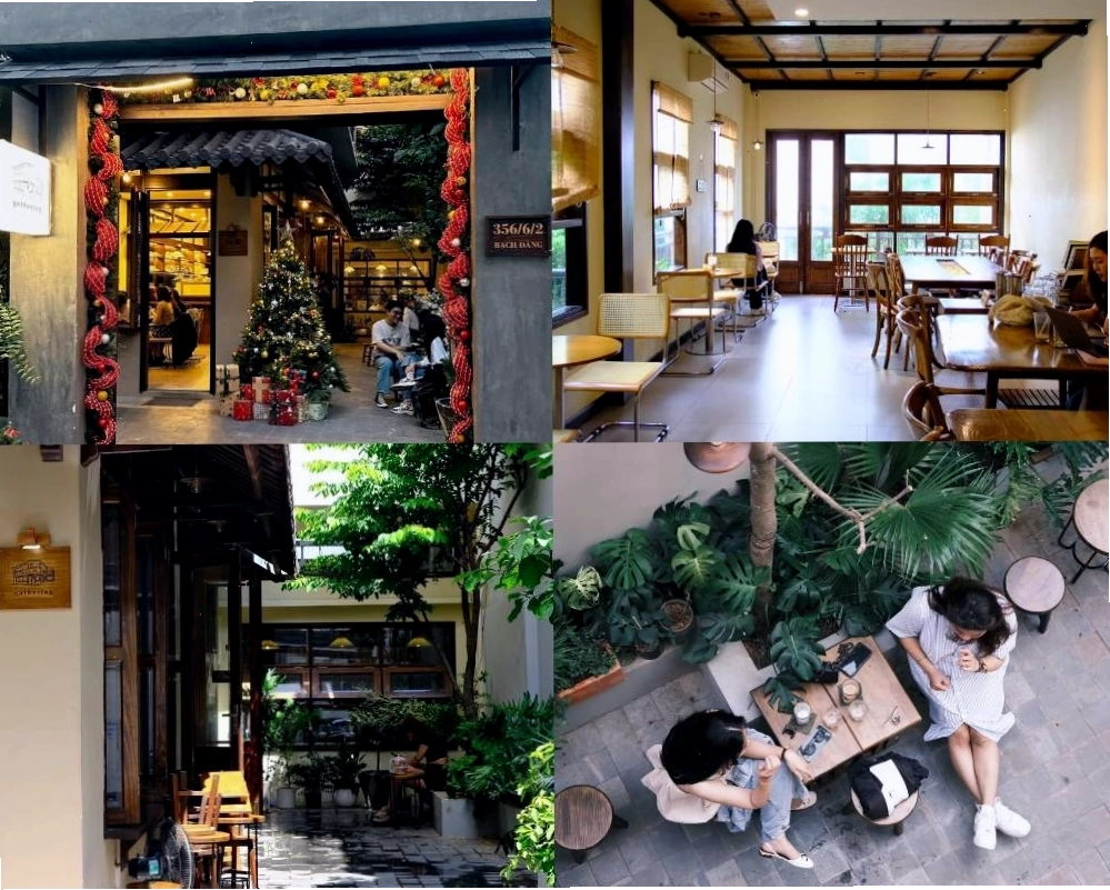 Quán cafe có sân thoáng mát phủ đầy cây xanh